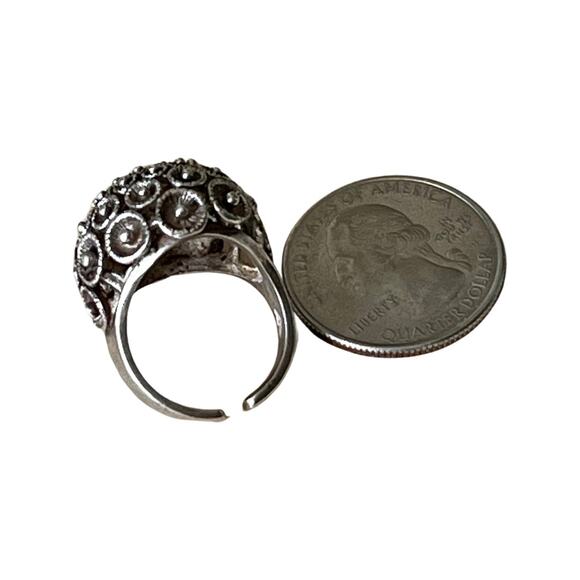 Vintage Sterling Silver Ring, Silver Dome Ring, Textured Silver Ring Size 7 - Picture 3 of 8